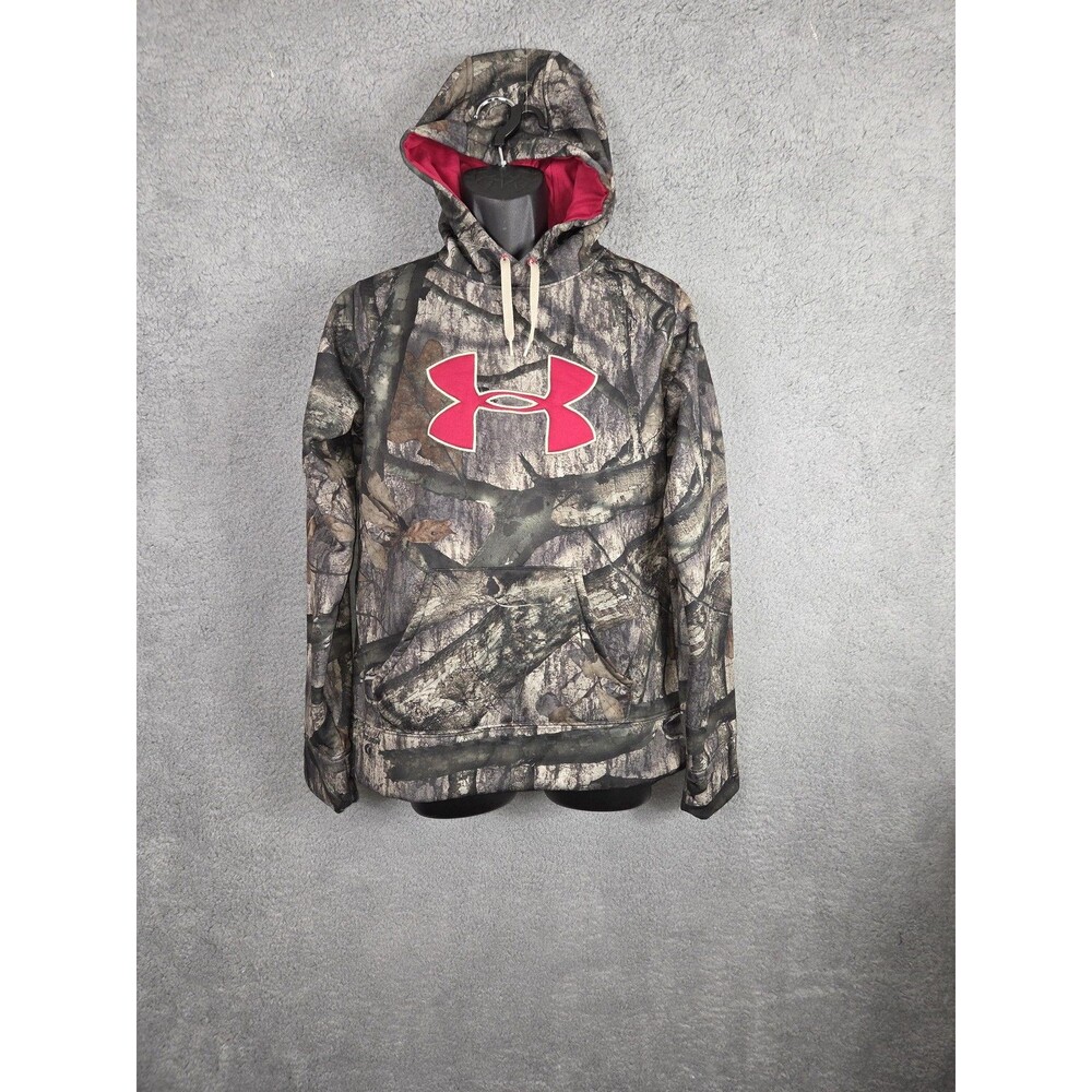 Under Armour Hoodie‎ Womens M Camo Red Logo Pullover Hunting Sweatshirt Outdoors